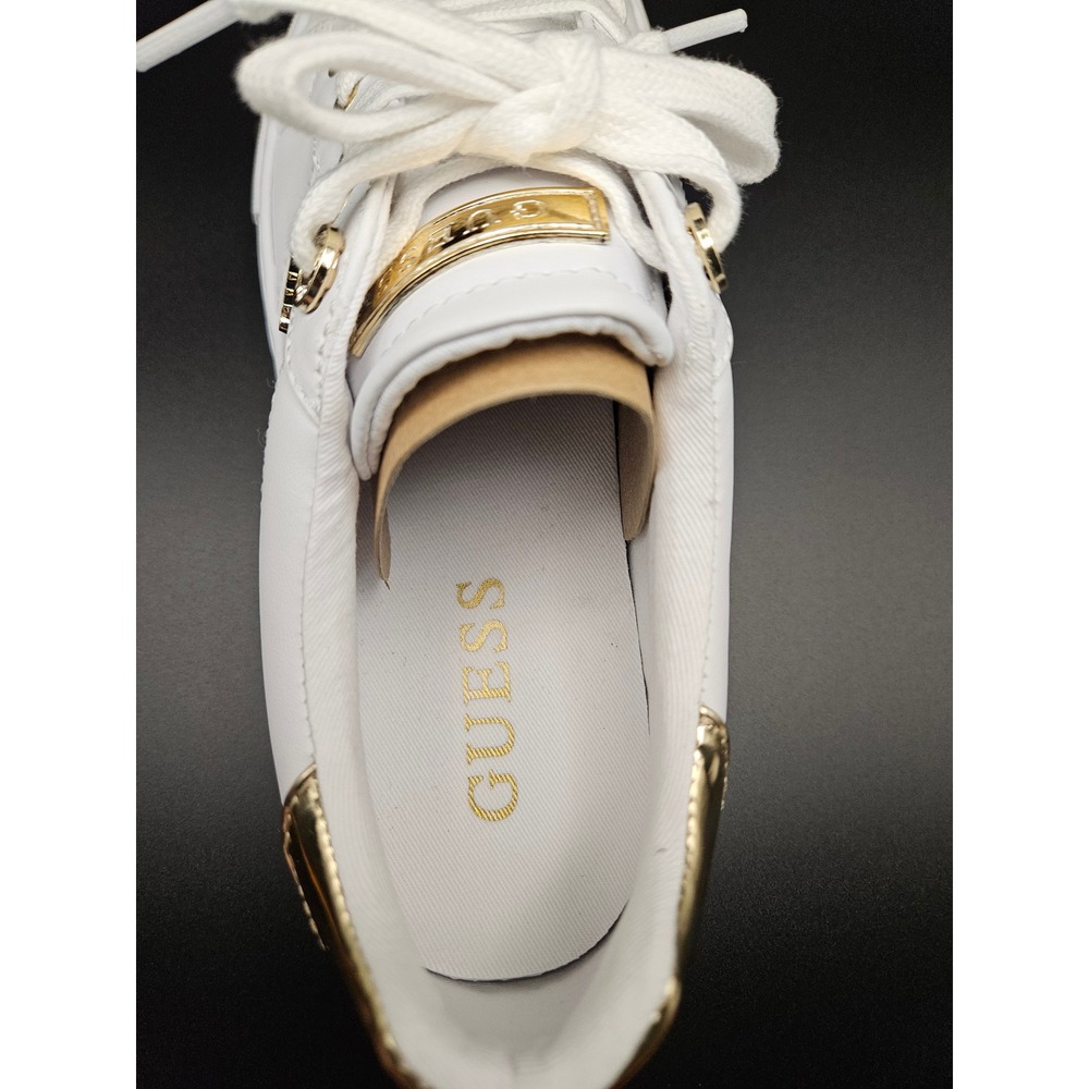 Guess Womens White Quilted Gold Accent Low Top Fashion Sneakers Size 9M - Picture 6 of 14